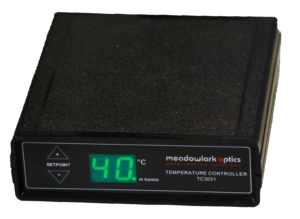 Meadowlark Optics TC3051 LCD temperature controller with digital LED display for liquid crystal device thermal control.